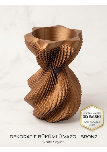 3d Bakır Bronz Modern Vazo Özel Tasarım