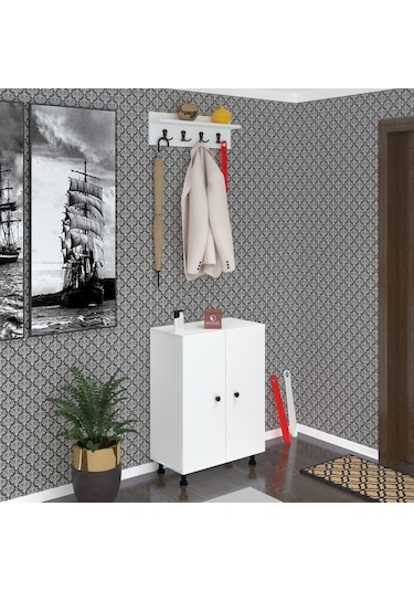 Kenzlife Ayakkabılık Cimcime5 Byzbyz 83 060 32 Kapaklı 5 Raflı 15 Çift Ayakkabı Kapasitesi Ahşap