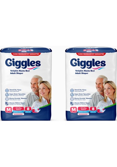 Giggles Yetişkin Bel Bağlamalı Hasta Bezi Medium 2 x 8'Li