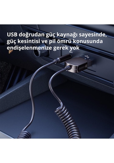 Essager Bluetooth 5.0 Araç Aux Adaptörü, Kablosuz Müzik, Telefon Görüşmesi İçin Kablosuz Ses Aktarıcı