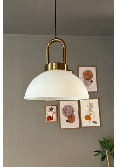 Perry Cam Beyaz Tekli Avize Eskitme Kilit Kafa Başlık Retro Sarkıt Lamba Restoran Salon Aydınlatma Beyaz