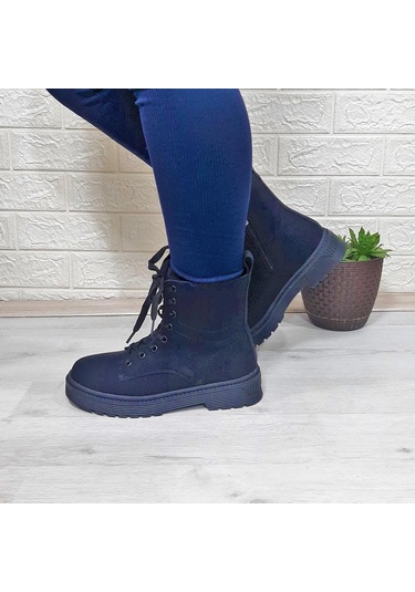 Polact 23001 Zümrüt Siyah Fermuarlı Bağacaklı Kaymaz Bayan Bot 001