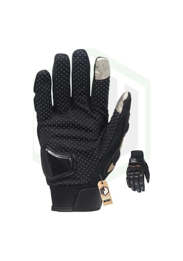 Motiva Unisex Siyah Mpro Korumalı Motosiklet Eldiveni Dokunmatikli