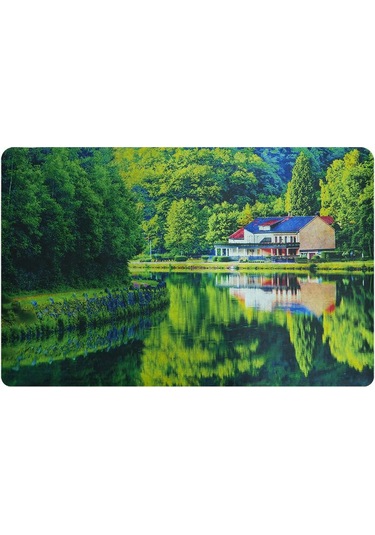 Göl Kenarı Ev Baskılı Kaliteli Kauçuk Kapı Önü Paspası