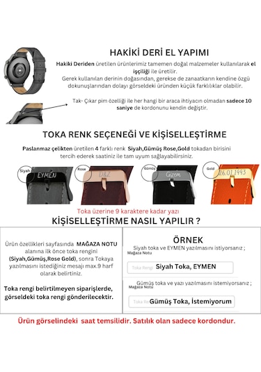 Vagave Huawei Watch Hakiki Deri Kordon Gt,-Gt2-Gt3-Gt3 , 20-22mm