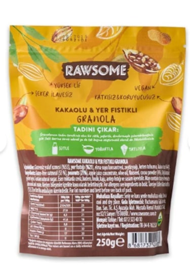 Glutensiz Yerfıstıklı Kakaolu Granola 250 G