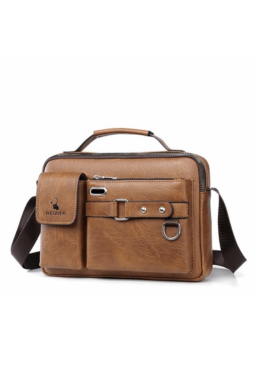 Erkek Büyük Kapasiteli Su Geçirmez Omuz Çapraz Çanta Çanta-kahver Kahverengi