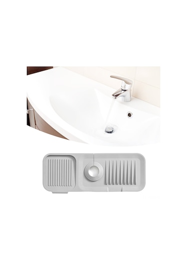 Hangfox Silikon Lavabo Koruyucu Mat - Su Sızıntılarını Engelle, Lavabo Bölgesini Kuru Ve Temiz Tut - Koyu Gri Koyu Gri
