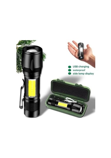 Yifomall Alüminyum El Feneri 513: Yan Işık, Kalem Klasması, Yakın-uzak Odak, Direk Şarj Ve Veri Kablosu İle Kutulu Paket Siyah