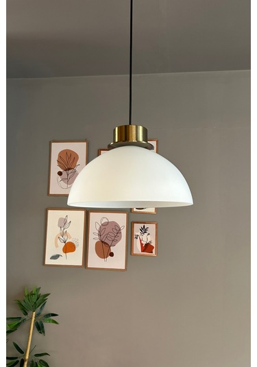 Perry Beyaz Cam Tekli Avize Ufo Plafonyer Başlık Retro Sarkıt Lamba Restoran Salon Aydınlatma Beyaz