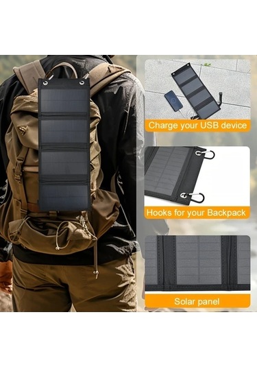 Besthome1 Dream011 4 Katlı Güneş Paneli 48.18x18.49 Cm Usb Power Bank, Kamp Şarj Cihazı