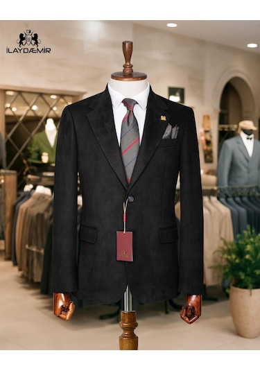 İlayda Emir İtalyan Kesim Blazer Erkek Süet Ceket Tarçın