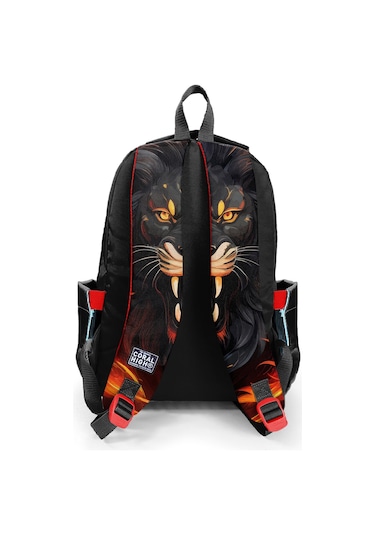 Coral High Kids Siyah Aslan Desenli Üç Bölmeli Okul Sırt Çantası 23671 Siyah
