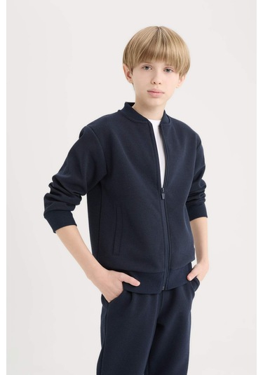 DeFacto Erkek Çocuk Kolej Yaka Fermuarlı Bomber Hırka D2803A825SPNV253