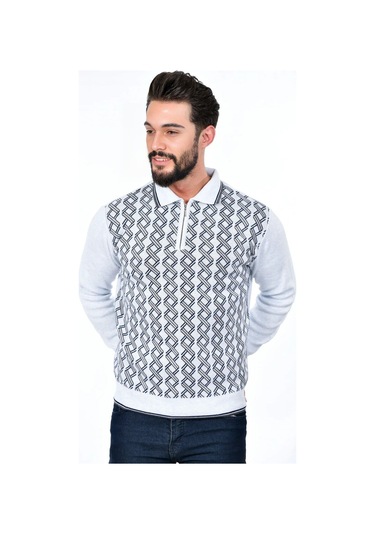 Kamalı Erkek Çelik Örgü Gömlek Yaka Fermuarlı Polo Yakalı Çizgili Desen Tüylenmeyen Triko Kışlık Baba Kazak Beyaz Kamalı Erkek Çelik Örgü Gömlek Yaka Fermuarlı Polo Yakalı Çizgili Desen Tüylenmeyen Triko Kışlık Baba Kazak Beyaz