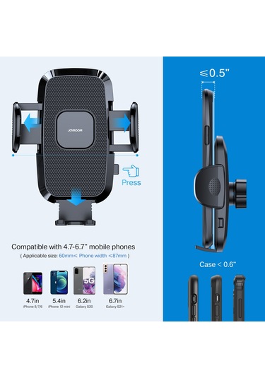 Joyroom Jr-zs259 360 Derece Dönebilen Mekanik Araç Tutucu, Stil: Uzun Kol Enayi Siyah
