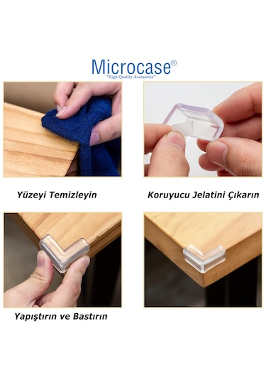 Bebekler İçin Silikon Eşya Masa Köşe Koruyucu Al4545 4 Adet Şeffaf