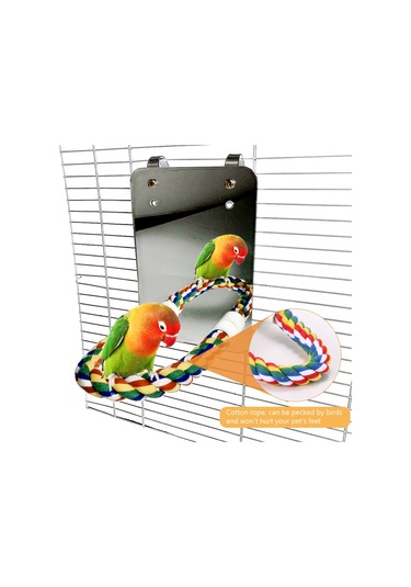 Shineyee Halatlı Tünek Kuş Aynası Kafes Kuş Kafesi Standları İçin Kuş Aynası-6