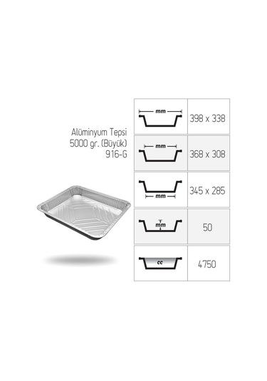 Alüminyum Tepsi Büyük 5000 Gr 25 Adet