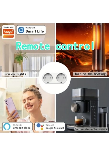 Motion003 1 Paket Avrupa Standartlı Çift Fişli Akıllı Ev Cihazı Ses Kontrolü Uzaktan İş