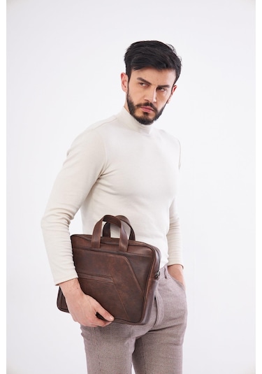 Derinss Dub3075 Hakiki Deri Kahverengi Macebook Ve Notebook Çantası 001