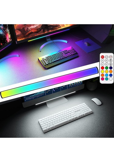 Shineyee Rgb Işıklı Klavye Ambiyans Lambası, Ses Tespiti Ve Interaktif Fonksiyon, İki Renkli Isı + Rgb Renkleri, Kumanda İle Kontrol Edilebilir, 2'li Paket Siyah