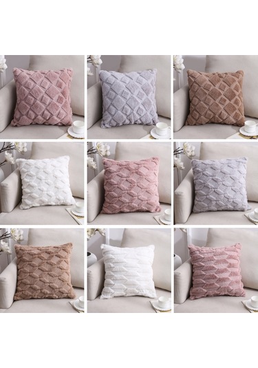 Çift Taraflı Peluş Yastık Ev Kanepe Yastık Yastık Kılıfı, Boyut: 45x45cm Çekirdeksiz Kahverengi Yüzükler Çok Renkli