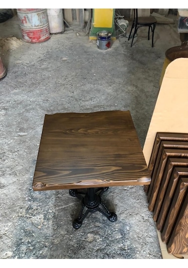 Bintaşmobilya Ceviz Renk Kütük Cafe Masası Imalatı Istanbul 60X60.Cm
