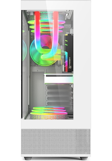 Gametech Phantom 6 x 120 MM RGB Fanlı Oyuncu Bilgisayar Kasası Beyaz