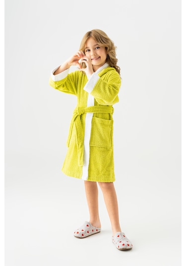 Soley Pueri %100 Pamuklu Unisex Çocuk Bornozu Yeşil