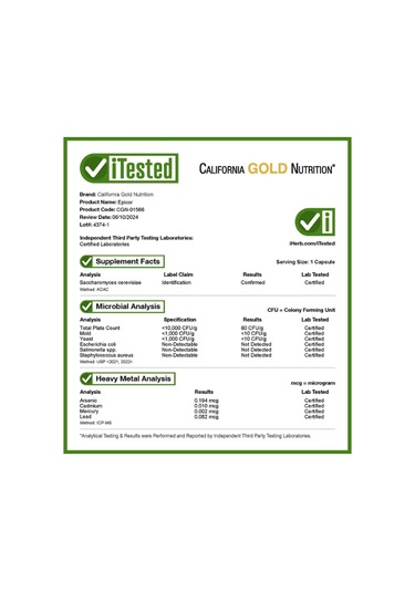 Epicor Dried Yeast Fermentate, 500 Mg, 120 Veggie Capsul.usa ... Aromasız