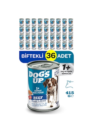 Dogs Up Yaş Yetişkin Köpek Maması Biftekli 415gr 36lı