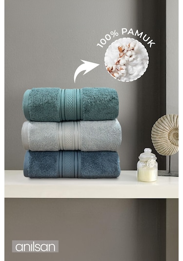 %100 Pamuk 3'lü El Havlusu Seti - 50x90 Cm, %100 Pamuk, Spa Ve Otel Havlusu, Günlük Kullanıma Uygunsu, Günlük Kullanıma Uygun