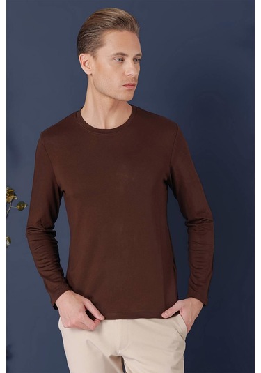 Ts 870 Slim Fit Kahve Spor T-shirt Kahverengi