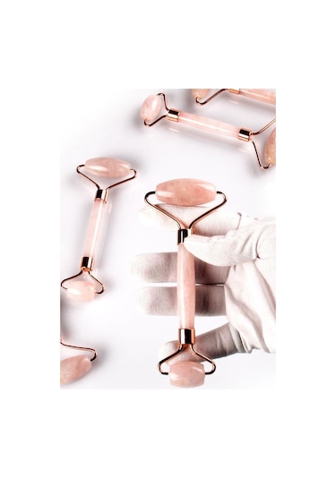 Pembe Kuvars Doğal Taş Masaj Taşı - Face Roller