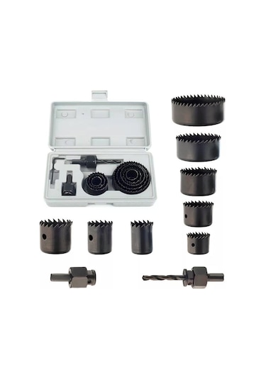 11 Parça Panç Seti Ahşap Demir Ağaç Delme Delik Açma Testere Seti