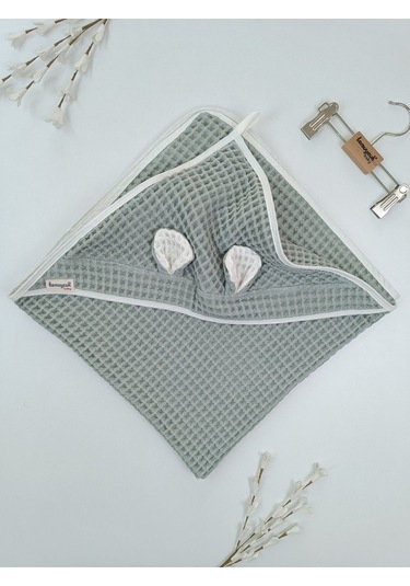 Ekru Pike Bebek Battaniyesi Doğal Organik Uyku Çift Taraflı Bebek Havlu Örtü Yenidoğan Mevsimlik Yeşil