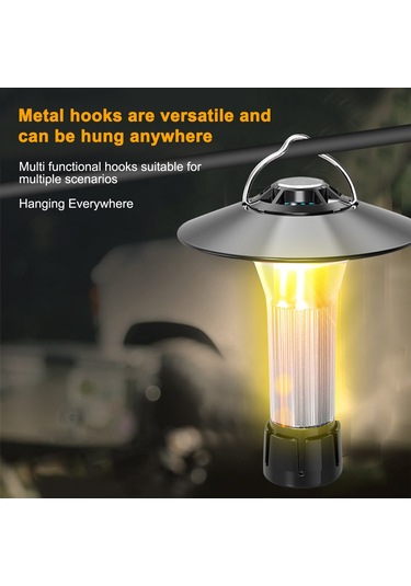 Padalink Usb Şarjlı Kamp Işığı, Seyyar Tripod Ve Kanca, Beyaz/sıcak/kırmızı Işık, Manyetik Kuyruk Kapaklı, Acil Durum Flaş Işığı Gümüş