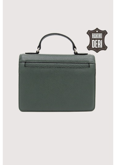 Hakiki Deri Kadın El Çantası Haki Smr9022 Haki
