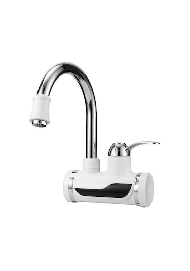 Yaozixa Anında Isıtmalı Elektrikli Musluk - Hızlı Su Isıtma, 2500w, 110v, Porselen Vana Beyaz - Krom