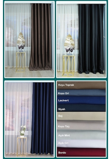 Perdecix Blackout Karartma Fon Perde 9 Renk Pilesiz - Curtain