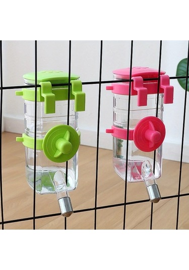 Elmpaly Pembe Sızdırmaz Tasmalı Seyahat Köpek Suluk Seti - Kafes Temizlik Dayanıklı