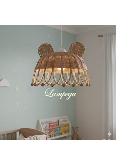 Lampega Rattan Bambu Avize Açık Kahve