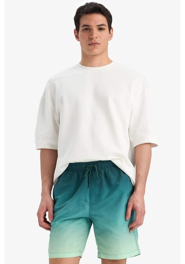 Defacto Regular Fit Degrade Baskılı File Astarlı Diz Üstü Deniz Şortu Z6873az25hsgn265 Yeşil