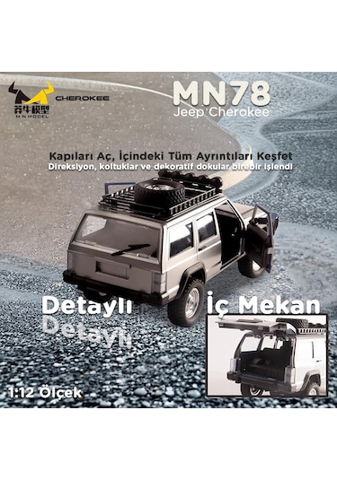 Mn Model Mn78 1/12 Jeep Cherokee 4x4 Rc Model Crawler Offroad Truck Uzaktan Kumandalı Araba Rtr Gümüş+dahili Işık Seti
