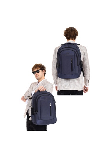 Dada 05 Lacivert Laptop Sırt Çantası 14-15,6 İnç Usb Aparat Ortopedik Sırt Darbe Emici Koruma