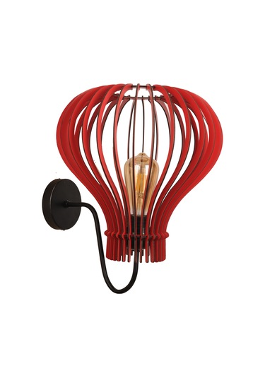 Vedemo Baloon Metal Gövdeli Ahşap Aplik Kırmızı