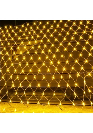 Ağ Perde Led Sarı Işık 3x3 Fişli Eklenebilir Dış Mekan Aydınlatma Sarı