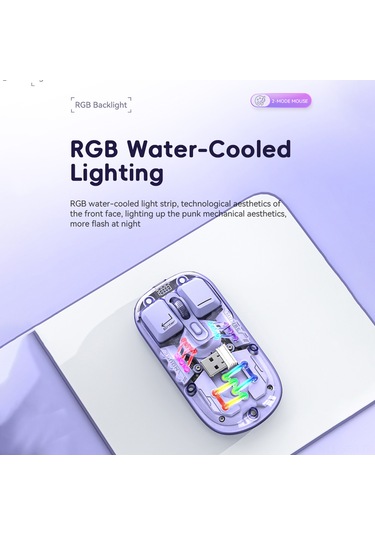 Springsun Şeffaf Kablosuz Çift Modlu Fare - 2.4g+bluetooth, Rgb Aydınlatma, 1600dpı, Sessiz Tuşlar H118