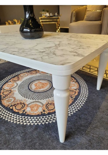 Akset Orta Sehpa Lüx Beyaz Mermer Full Beyaz